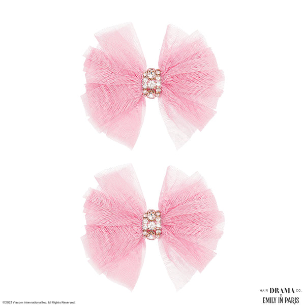 HDC x Emily in Paris Sparkling Pink Hair Bow Alligator Clip - Set of 2