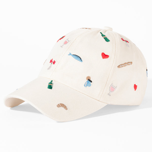 Bonbon Embroidered Baseball Cap - White