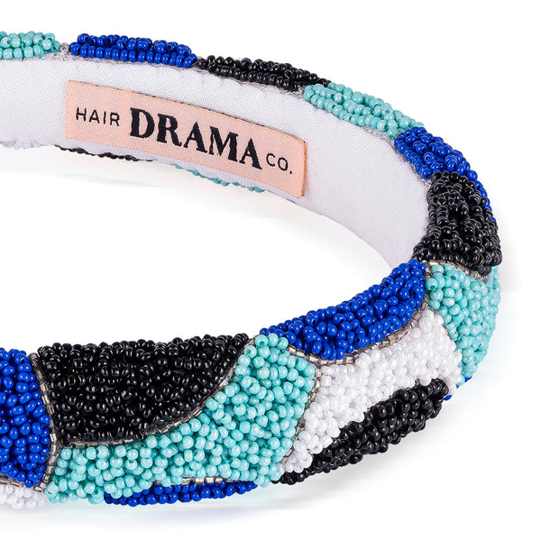Embellished Evil Eye Puff Hair Band - Blue
