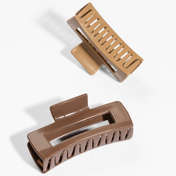 Mochi Jelly Claw Clips - Set of 2 - Beige & Brown
