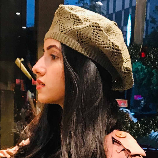 Plain Knitted Beret- Brown