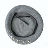 Grey Beret with Pearls & Crystals 
