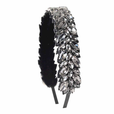 Grey Rhinestoned Headband
