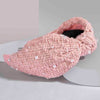 Light Pink Tweed Knotted Hair Band With Pearls