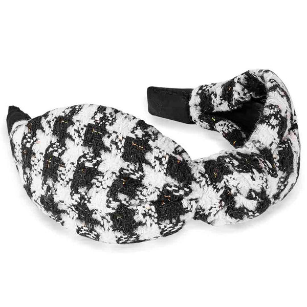 Black & White Tweed Knotted Hair Band