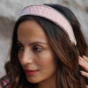 Light Pink Tweed Crystal Flat Hair Band