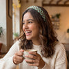 Houndstooth Puff Hair Band- Green & Brown
