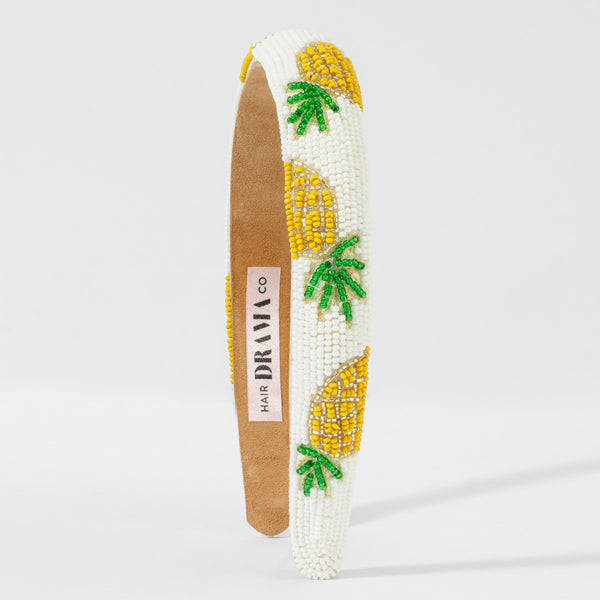 Pineapple Embroidered Hairband - Yellow