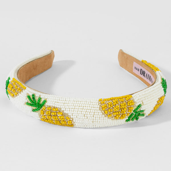 Pineapple Embroidered Hairband - Yellow