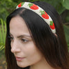 Strawberry Embroidered Hairband - Red