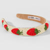 Strawberry Embroidered Hairband - Red