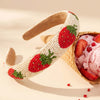 Strawberry Embroidered Hairband - Red