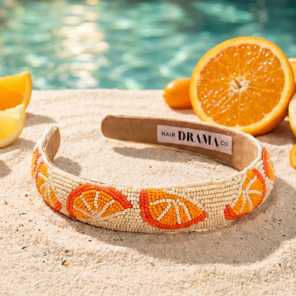Orange Embroidered Hairband - Orange & Yellow