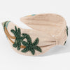 Vacation-ready tropical headband with beaded palms - resort-inspired beach hair accessory