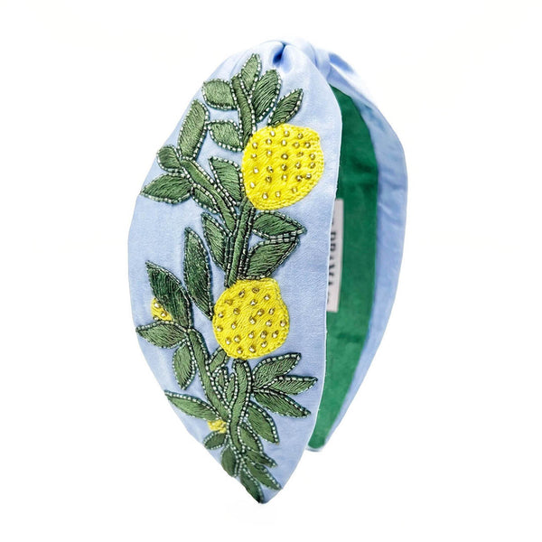Playful lemon headband styled for beachy waves, ponytails, and open hair looks
