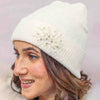 White Beanie with Pearls & Crystals