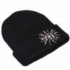 Black Beanie with Pearls & Crystals