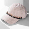 Off-White Tweed Baseball Cap with Gold Chain