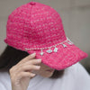 "Babe" Charm Tweed Baseball Cap - Hot Pink