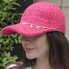 "Babe" Charm Tweed Baseball Cap - Hot Pink