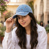 Cherry Embroidered Denim Baseball Cap