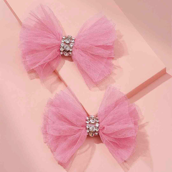 Sparkling Pink Hair Bow Alligator Clip - Set of 2