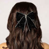 Dazzling Noir Velvet Hair Bow Barrette Clip - Black