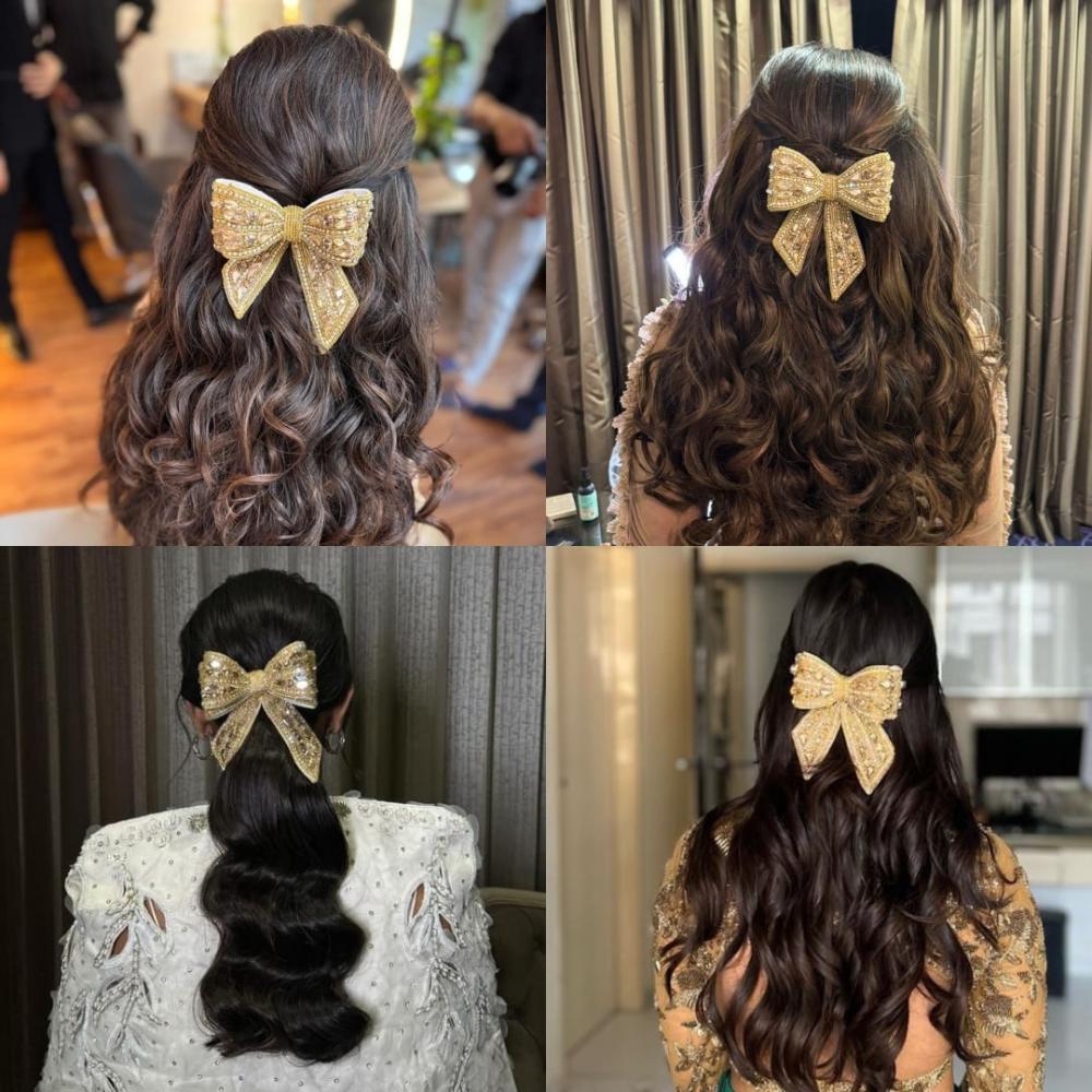 Embellished Crystal Hair Bow Barrette Clip Golden – Hair Drama