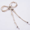Embellished Pearl Hair Bow Alligator Clip with Silver Stone - Off-White
