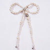 Embellished Pearl Hair Bow Alligator Clip with Silver Stone - Off-White