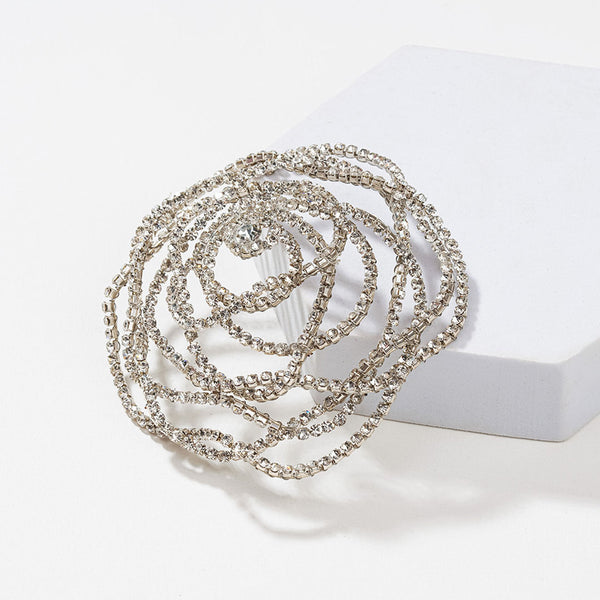 Rose Crystal & Pearl Hair Bun Accessory with Pearl Hangings