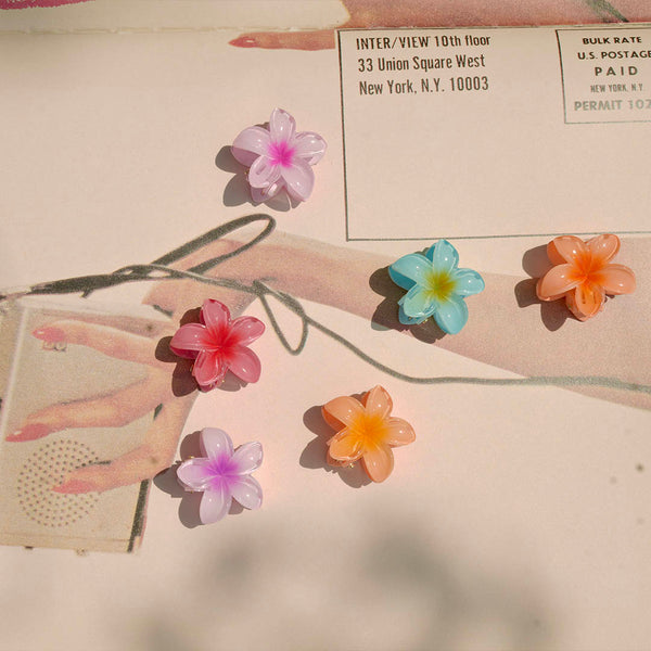 Flower Hair Claw Clips with Free Pouch - Set of 6 - Multi