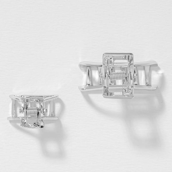 Luna Mini Claw Clips - Set of 2 - Silver