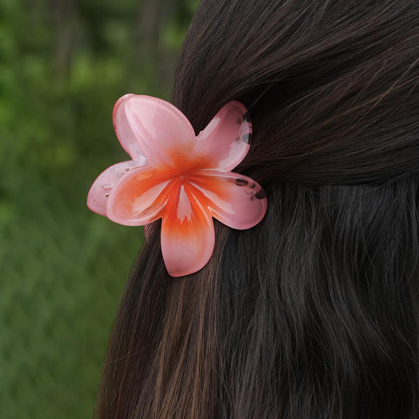 Flower Hair Claw Clips with Free Pouch - Set of 3 - Dark Peach