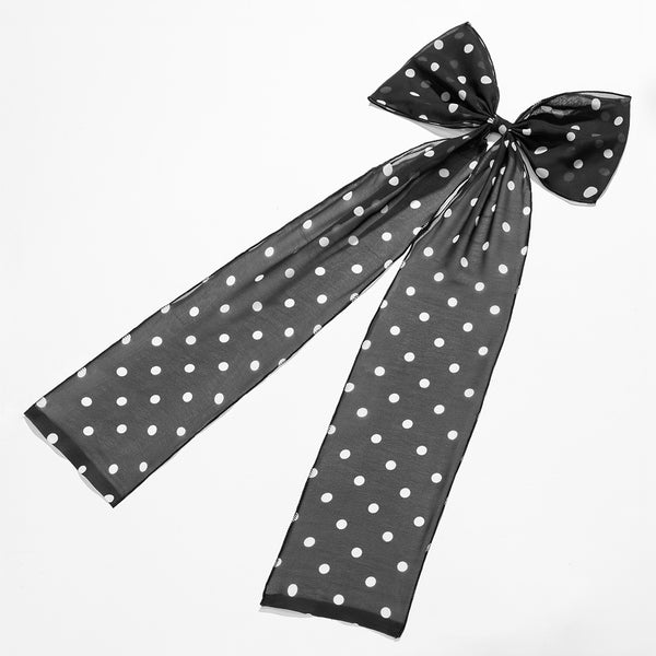 Oversized Polka Hair Bow - Black & White