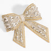 Embellished Crystal Hair Bow Barrette Clip - Gold & Silver