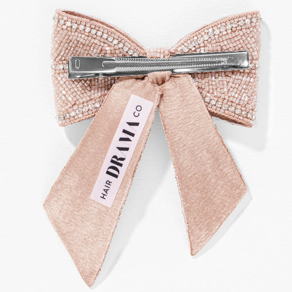 Blush Diamond Beaded Hair Bow