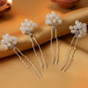 Set of 4 Crystal Pearl U Pins - Silver