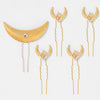 Chaand Mahal Gold Hair Pins - Set of 5 - White