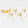 Chaand Mahal Gold Hair Pins - Set of 5 - Green