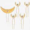 Chaand Mahal Gold Hair Pins - Set of 5 - Green