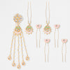 Gulzaar Lotus Gold & Pearl Hair Pins - Set of 7