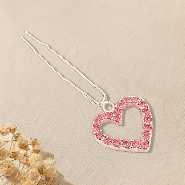 Crystal Heart U Pin - Pink