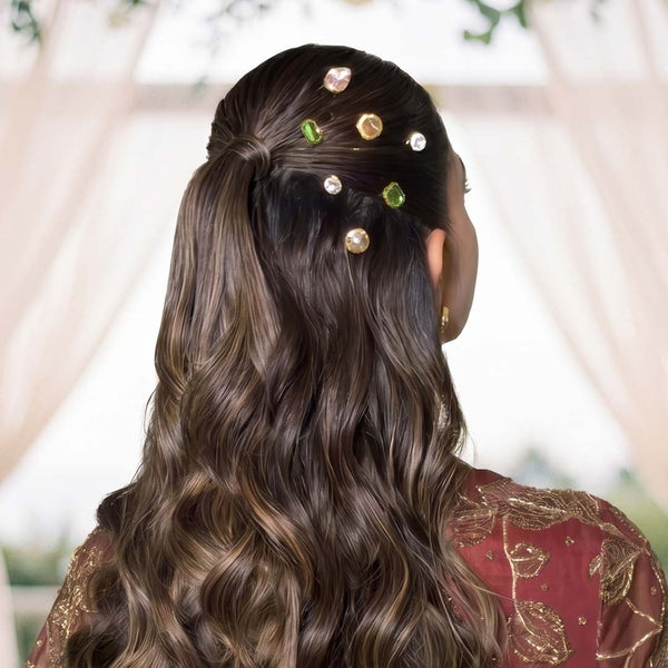 Crystal Pins - Set of 12 - Green, Orange, White