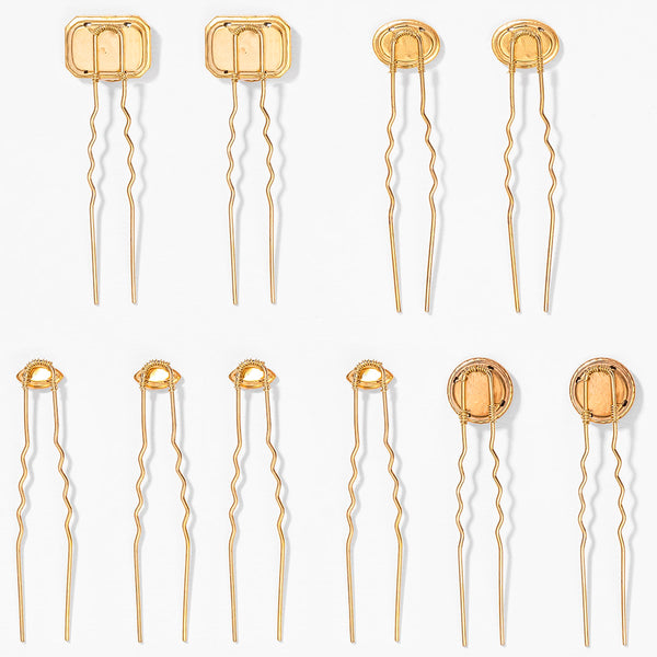 Crystal Pins - Set of 10 - Gold
