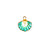 A dainty metal charm shaped like a shell with blue and gold colors, featuring a pearl-like embellishment in the center.