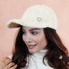 Tweed Baseball Cap with Heart Charm - White & Gold