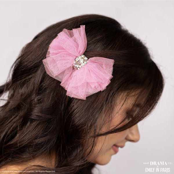 HDC x Emily in Paris Sparkling Pink Hair Bow Alligator Clip - Set of 2