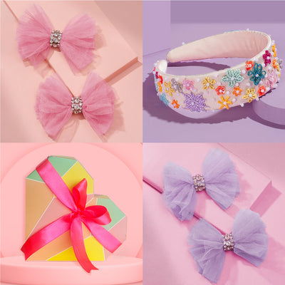 Rainbow Gift Box with 1 Flat Hair Band & 4 Tulle Hair Bows