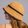Crochet Bucket Hat - Tan & Black